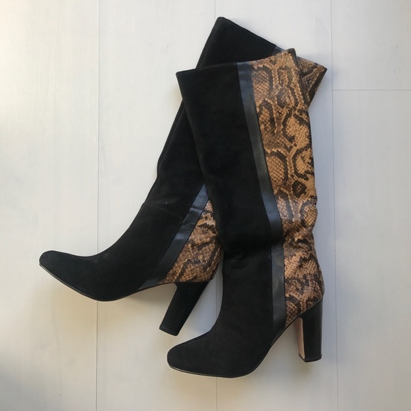 Rosegold Suede Python Print Boots New 